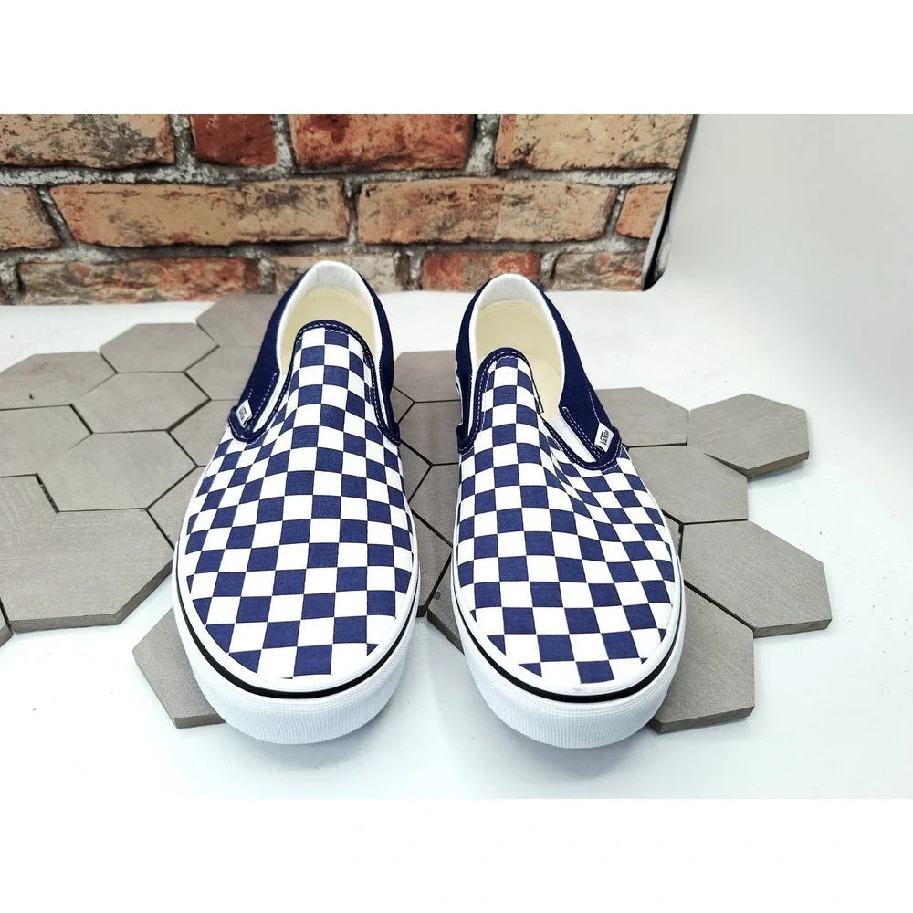 Vans Classic Slip-On Checkerboard Navy Blue/White Shoes Men's 9.5/ Women's 11